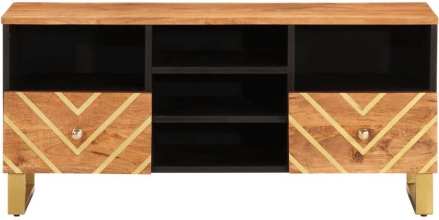VidaXL -Tv-meubel-100x33 5x46-cm-massief-mangohout-bruin-en-zwart - Foto 6