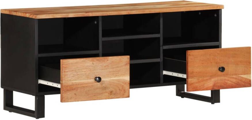 VidaXL -Tv-meubel-100x33x46-cm-massief-acaciahout-en-bewerkt-hout - Foto 4