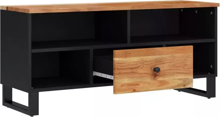 VidaXL -Tv-meubel-100x33x46-cm-massief-acaciahout-en-bewerkt-hout - Foto 2