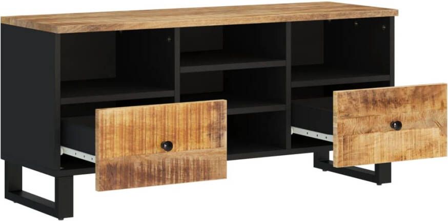 VidaXL -Tv-meubel-100x33x46-cm-massief-mangohout-en-bewerkt-hout - Foto 4