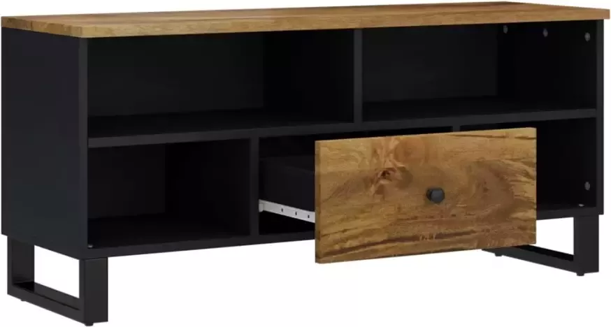 VidaXL -Tv-meubel-100x33x46-cm-massief-mangohout-en-bewerkt-hout - Foto 4