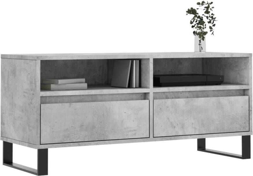 VidaXL -Tv-meubel-100x34 5x44 5-cm-bewerkt-hout-betongrijs - Foto 5