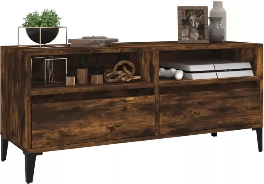 VidaXL -Tv-meubel-100x34 5x44 5-cm-bewerkt-hout-gerookt-eikenkleurig - Foto 1