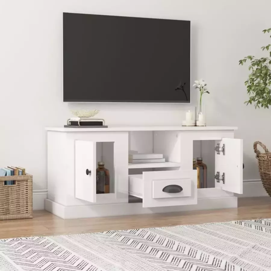 VidaXL -Tv-meubel-100x35 5x45-cm-bewerkt-hout-hoogglans-wit - Foto 3