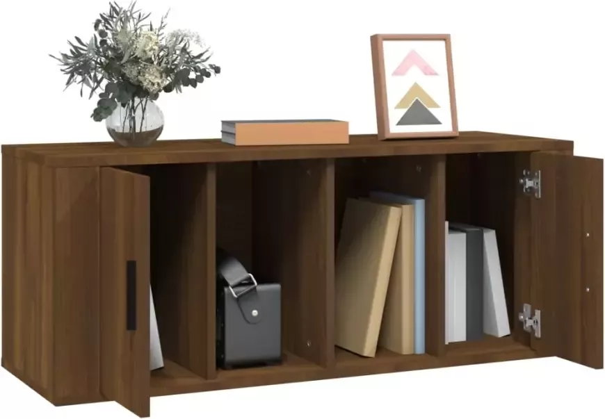 VidaXL -Tv-meubel-100x35x40-cm-bewerkt-hout-bruineikenkleurig - Foto 2