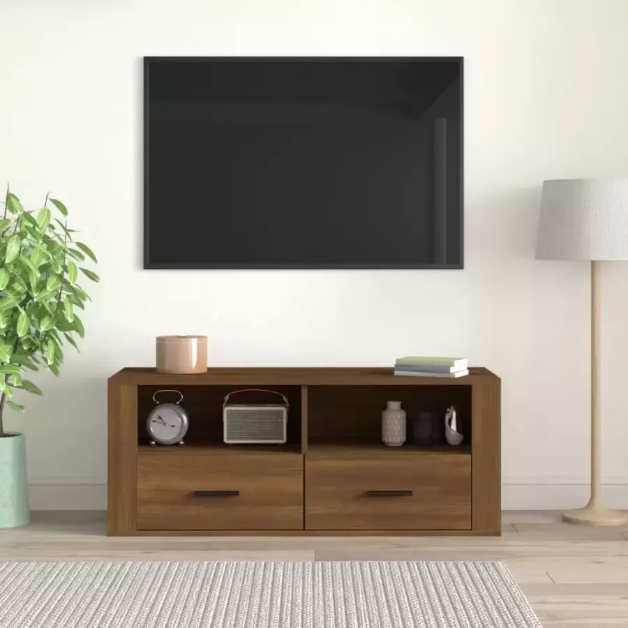 VidaXL -Tv-meubel-100x35x40-cm-bewerkt-hout-bruineikenkleurig - Foto 5