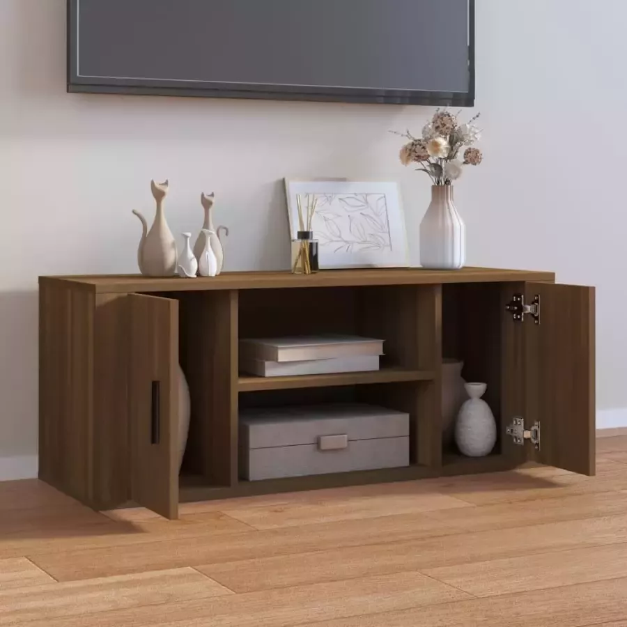 VidaXL -Tv-meubel-100x35x40-cm-bewerkt-hout-bruineikenkleurig - Foto 1