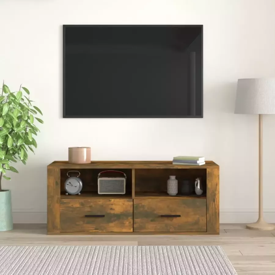 VidaXL -Tv-meubel-100x35x40-cm-bewerkt-hout-gerookt-eikenkleurig - Foto 3