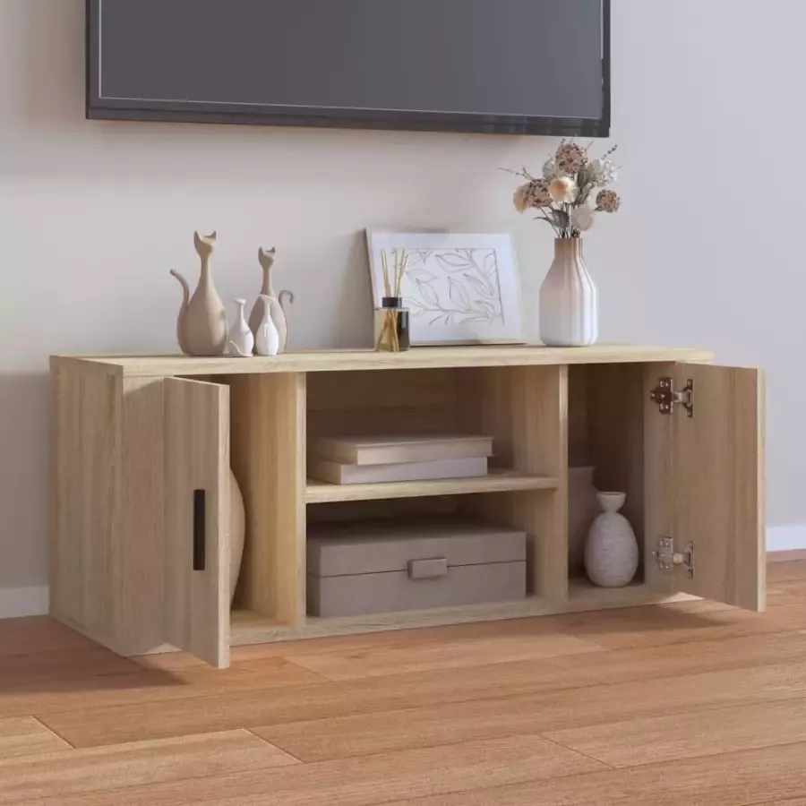 VidaXL -Tv-meubel-100x35x40-cm-bewerkt-hout-sonoma-eikenkleurig