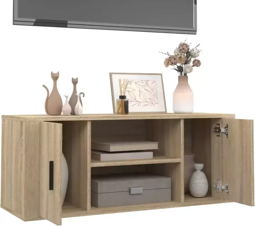 VidaXL -Tv-meubel-100x35x40-cm-bewerkt-hout-sonoma-eikenkleurig - Foto 4