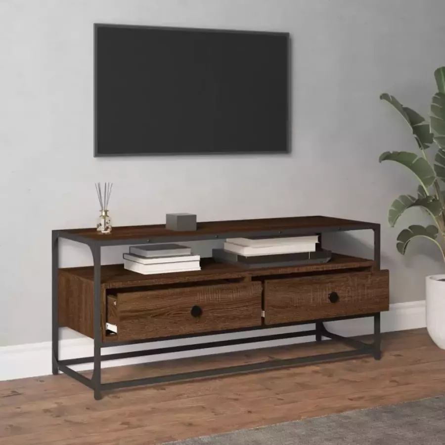 VidaXL -Tv-meubel-100x35x45-cm-bewerkt-hout-bruineikenkleurig - Foto 2