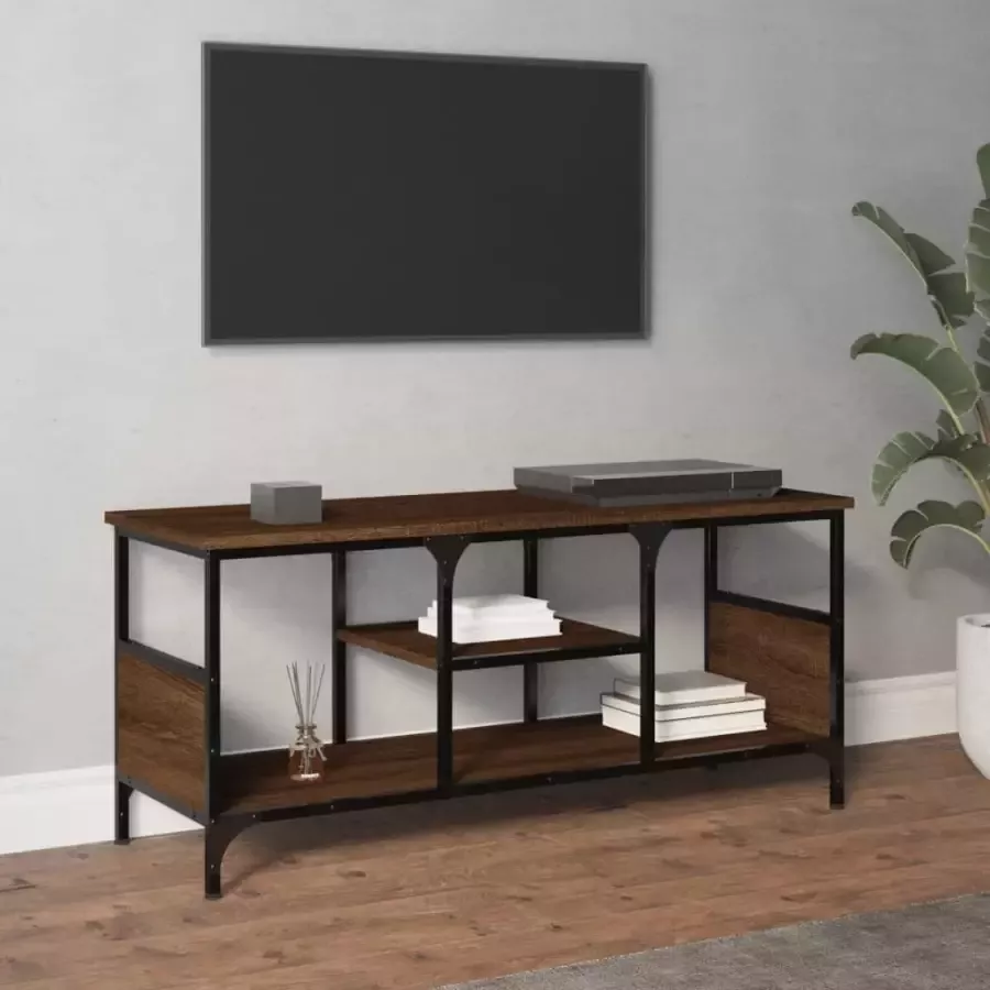 VidaXL -Tv-meubel-100x35x45-cm-bewerkt-hout-en-ijzer-bruineikenkleurig - Foto 5