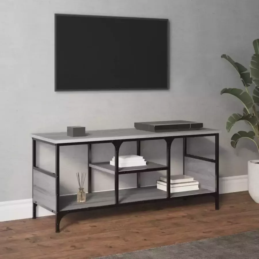 VidaXL -Tv-meubel-100x35x45-cm-bewerkt-hout-en-ijzer-grijs-sonoma-eiken - Foto 5