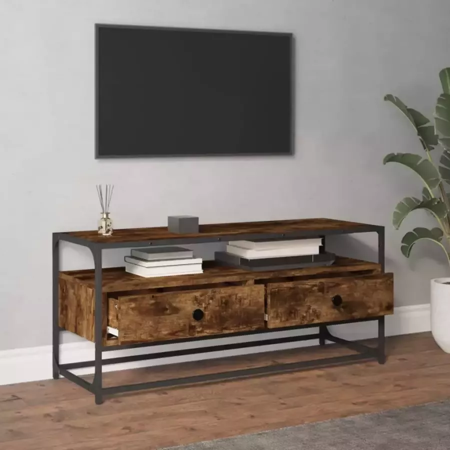 VidaXL -Tv-meubel-100x35x45-cm-bewerkt-hout-gerookt-eikenkleurig - Foto 3