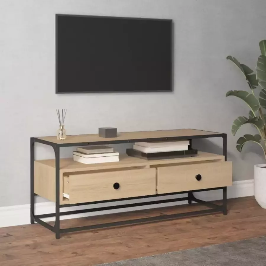 VidaXL -Tv-meubel-100x35x45-cm-bewerkt-hout-sonoma-eikenkleurig - Foto 1