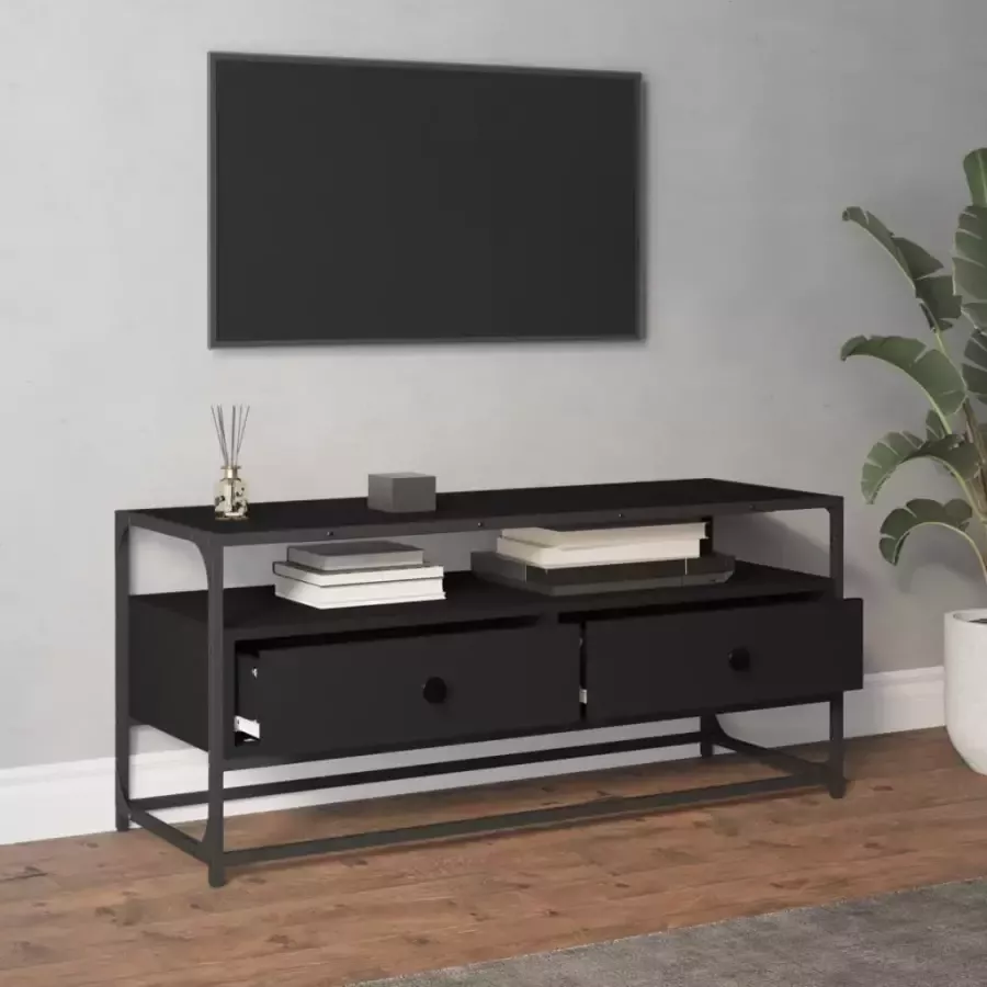 VidaXL -Tv-meubel-100x35x45-cm-bewerkt-hout-zwart - Foto 2