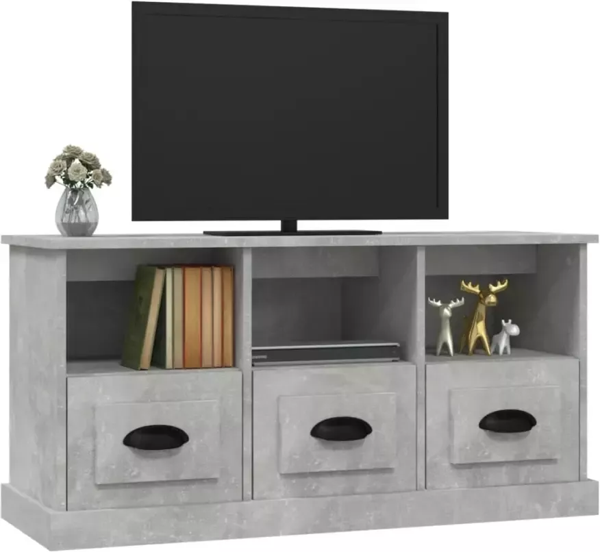 VidaXL -Tv-meubel-100x35x50-cm-bewerkt-hout-betongrijs - Foto 4