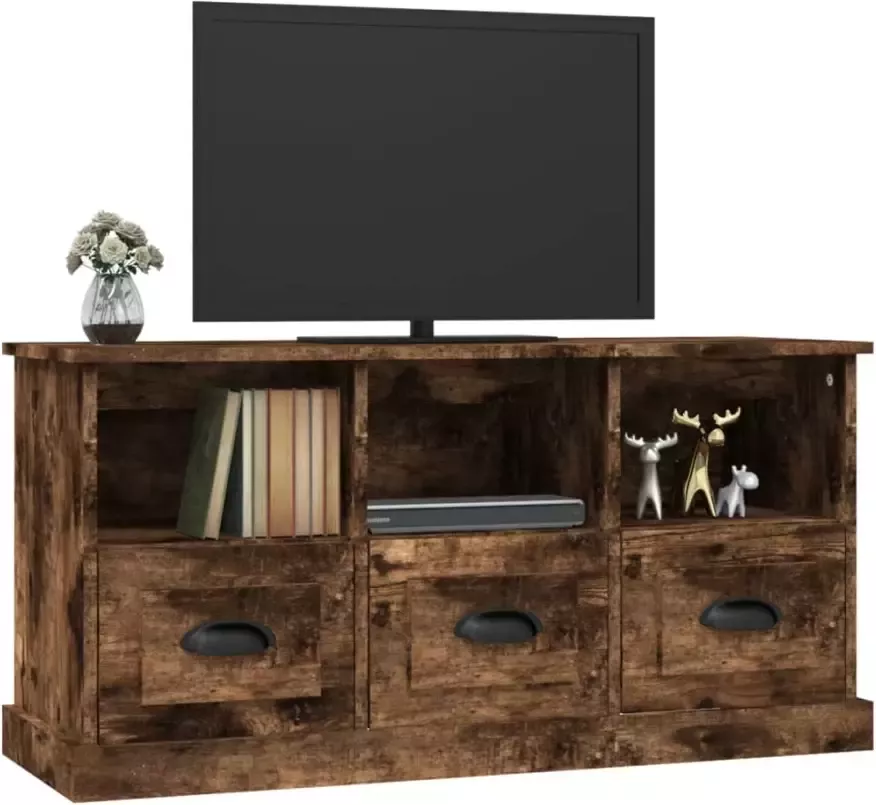 VidaXL -Tv-meubel-100x35x50-cm-bewerkt-hout-gerookt-eikenkleurig - Foto 2