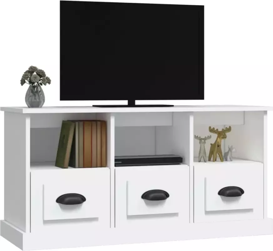 VidaXL -Tv-meubel-100x35x50-cm-bewerkt-hout-wit - Foto 2