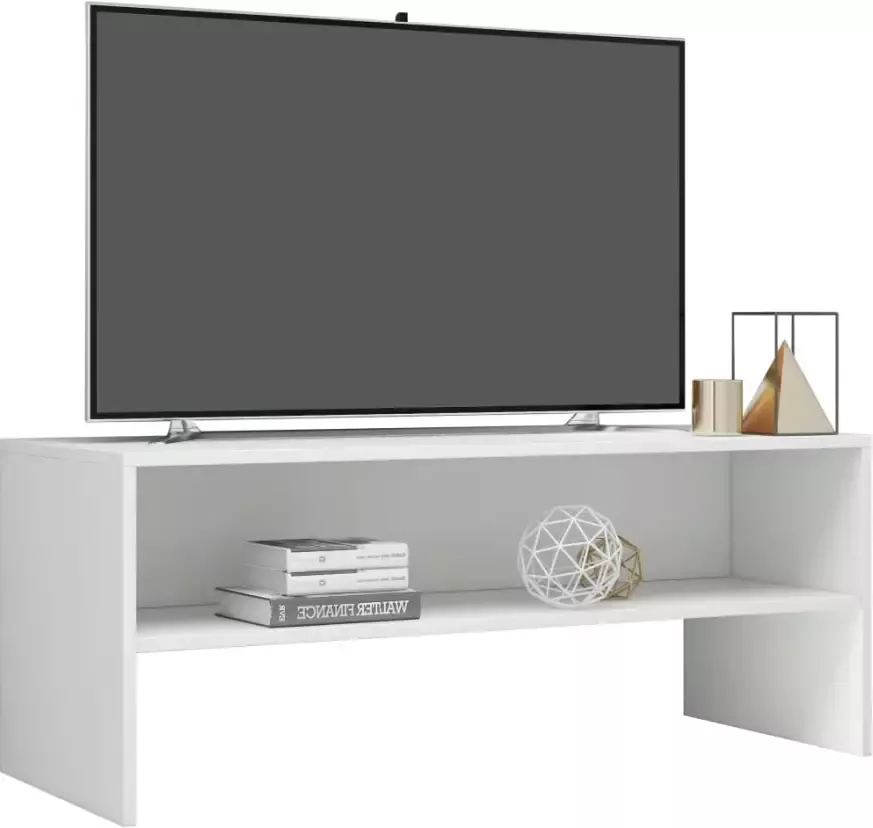 VidaXL -Tv-meubel-100x40x40-cm-bewerkt-hout-hoogglans-wit - Foto 5