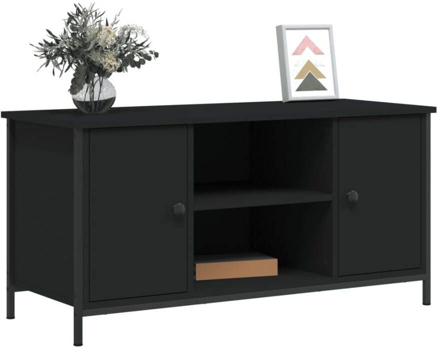 VidaXL -Tv-meubel-100x40x50-cm-bewerkt-hout-zwart - Foto 1