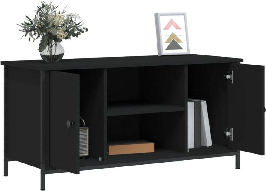 VidaXL -Tv-meubel-100x40x50-cm-bewerkt-hout-zwart - Foto 4