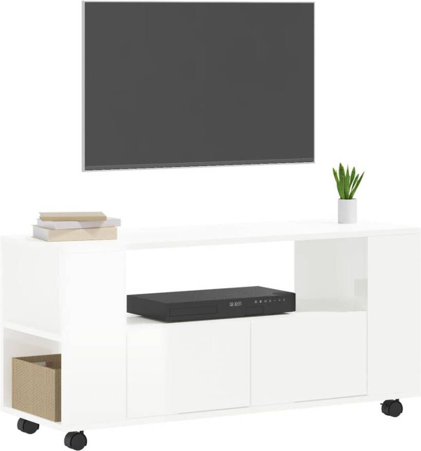 VidaXL -Tv-meubel-102x34 5x43-bewerkt-hout-hoogglans-wit