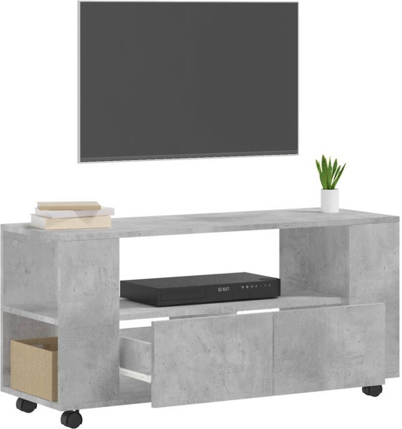 VidaXL -Tv-meubel-102x34 5x43-cm-bewerkt-hout-betongrijs - Foto 1
