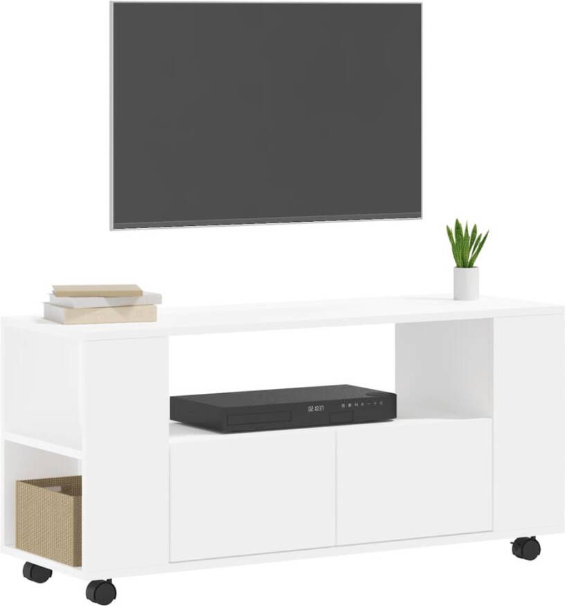 VidaXL -Tv-meubel-102x34 5x43-cm-bewerkt-hout-wit - Foto 1