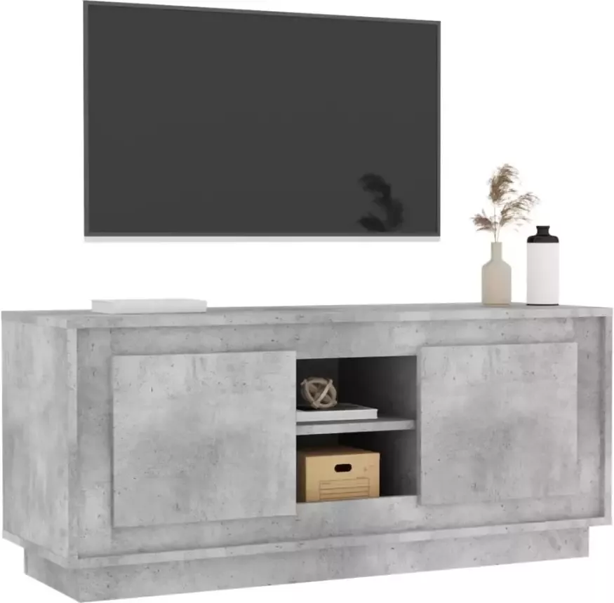 VidaXL -Tv-meubel-102x35x45-cm-bewerkt-hout-betongrijs