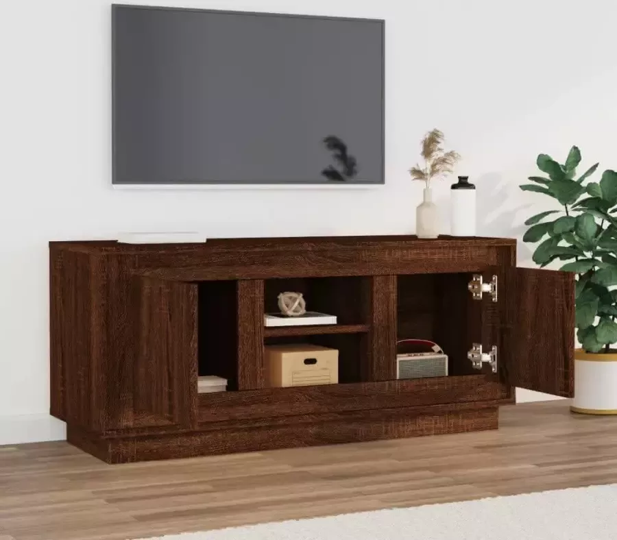 VidaXL -Tv-meubel-102x35x45-cm-bewerkt-hout-bruineikenkleurig - Foto 2