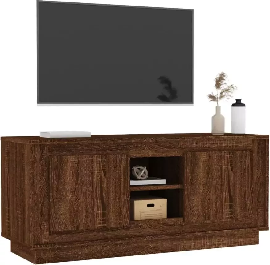 VidaXL -Tv-meubel-102x35x45-cm-bewerkt-hout-bruineikenkleurig - Foto 1