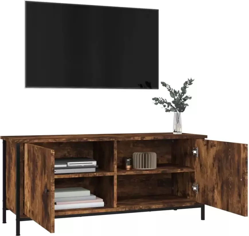 VidaXL -Tv-meubel-102x35x45-cm-bewerkt-hout-gerookt-eikenkleurig - Foto 4