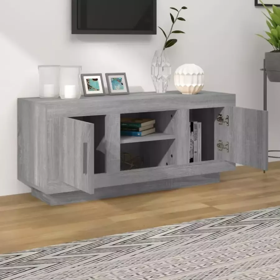 VidaXL -Tv-meubel-102x35x45-cm-bewerkt-hout-grijs-sonoma-eikenkleurig - Foto 2