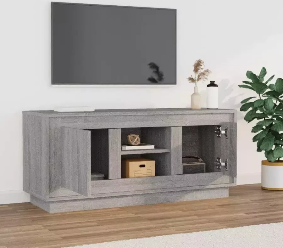VidaXL -Tv-meubel-102x35x45-cm-bewerkt-hout-grijs-sonoma-eikenkleurig - Foto 2