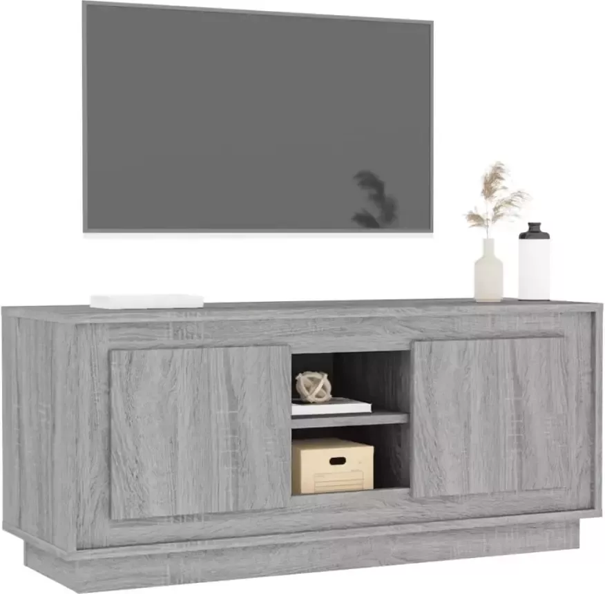 VidaXL -Tv-meubel-102x35x45-cm-bewerkt-hout-grijs-sonoma-eikenkleurig - Foto 1