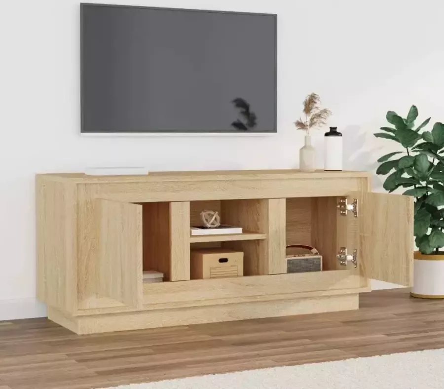 VidaXL -Tv-meubel-102x35x45-cm-bewerkt-hout-sonoma-eikenkleurig - Foto 2