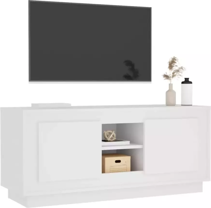 VidaXL -Tv-meubel-102x35x45-cm-bewerkt-hout-wit - Foto 1