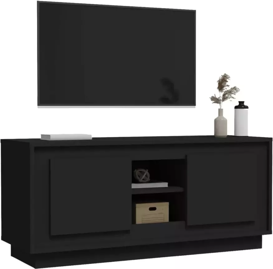 VidaXL -Tv-meubel-102x35x45-cm-bewerkt-hout-zwart - Foto 1