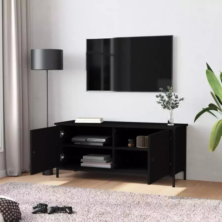 VidaXL -Tv-meubel-102x35x45-cm-bewerkt-hout-zwart - Foto 1