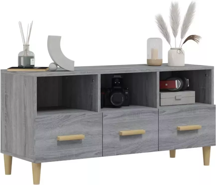 VidaXL -Tv-meubel-102x36x50-cm-bewerkt-hout-grijs-sonoma-eikenkleurig - Foto 2