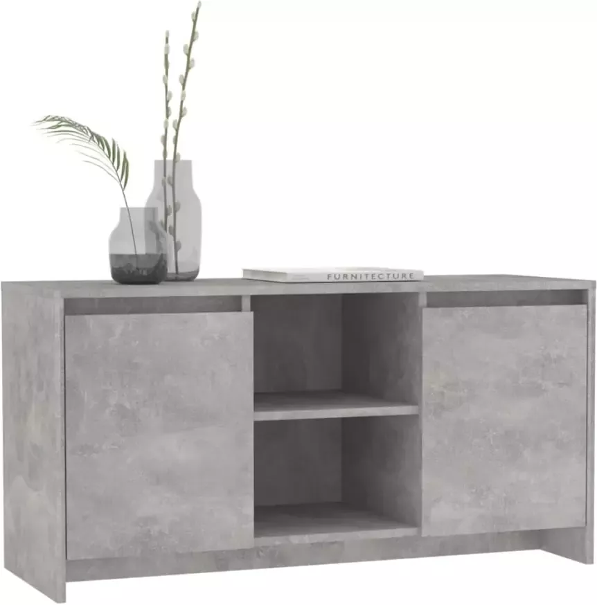 VidaXL -Tv-meubel-102x37 5x52 5-cm-bewerkt-hout-betongrijs - Foto 2