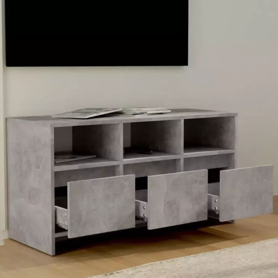 VidaXL -Tv-meubel-102x37 5x52 5-cm-bewerkt-hout-betongrijs - Foto 3