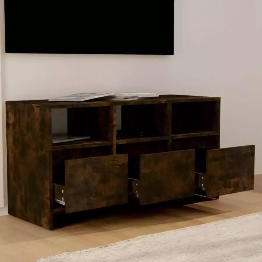 VidaXL -Tv-meubel-102x37 5x52 5-cm-bewerkt-hout-gerookt-eikenkleurig - Foto 3