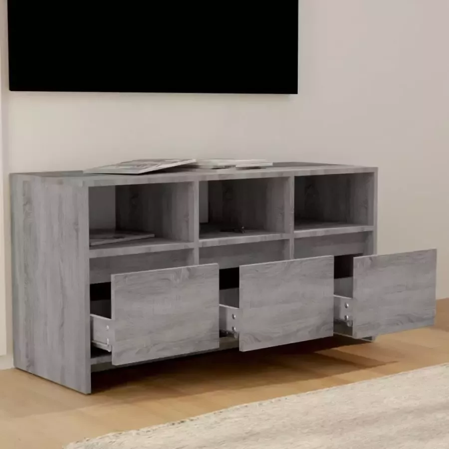 VidaXL -Tv-meubel-102x37 5x52 5-cm-bewerkt-hout-grijs-sonoma-eikenkleur