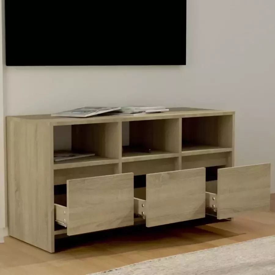 VidaXL -Tv-meubel-102x37 5x52 5-cm-spaanplaat-sonoma-eikenkleurig - Foto 1