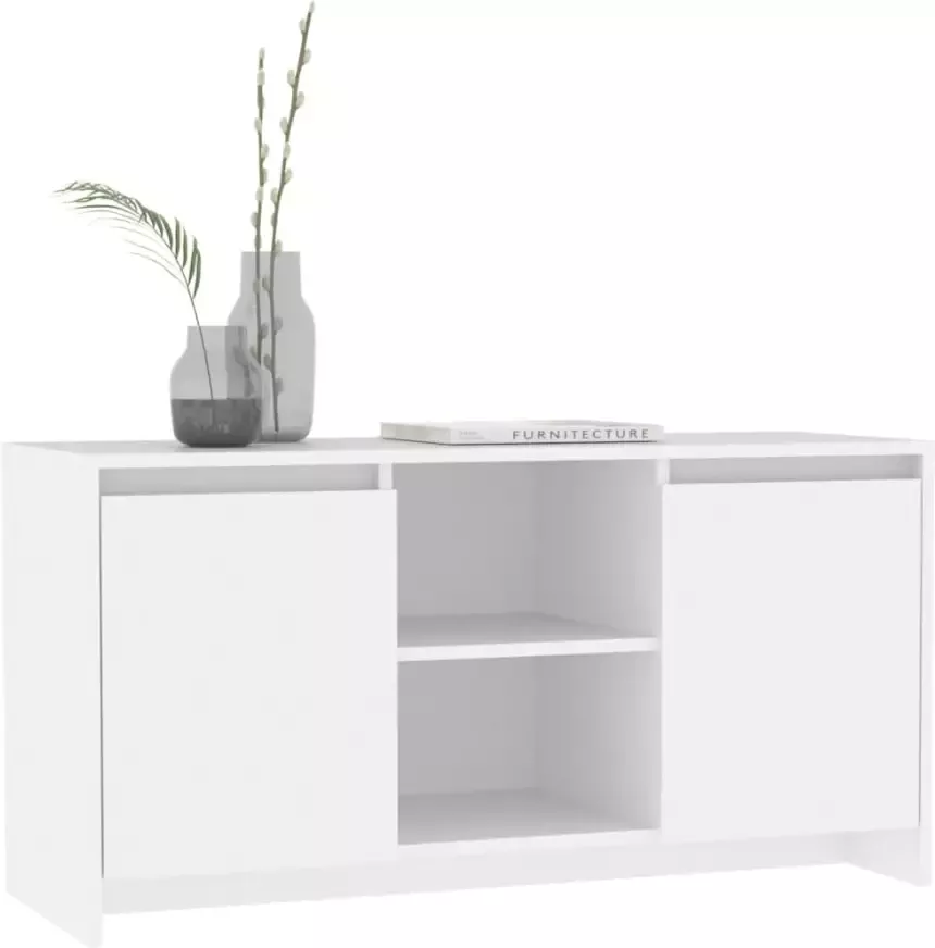 VidaXL -Tv-meubel-102x37 5x52 5-cm-bewerkt-hout-wit - Foto 3