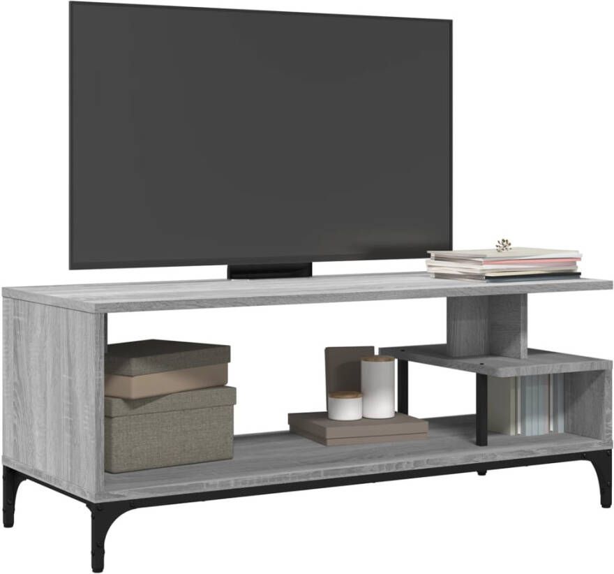 VidaXL -Tv-meubel-102x40x41-cm-hout-en-gepoedercoat-staal-grijs-sonoma - Foto 2