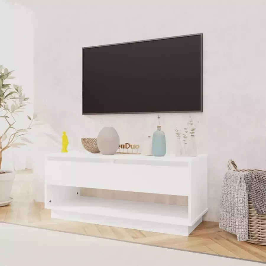 VidaXL -Tv-meubel-102x41x44-cm-bewerkt-hout-wit - Foto 3