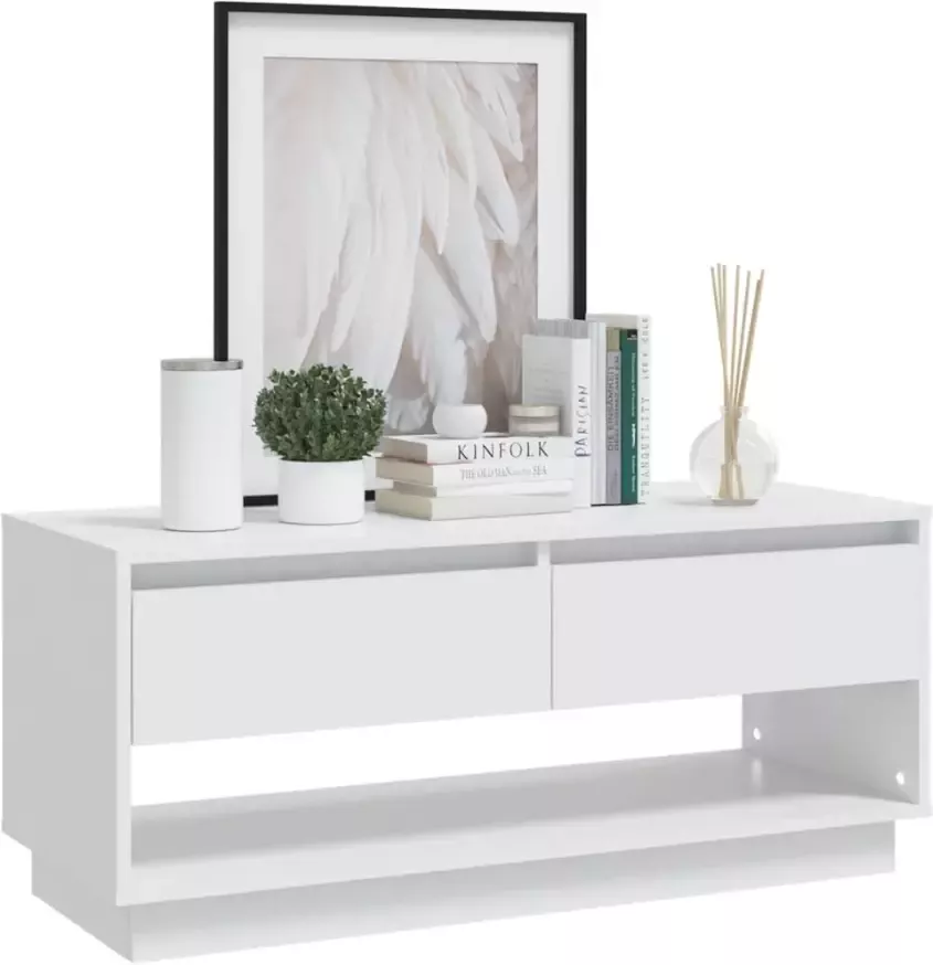 VidaXL -Tv-meubel-102x41x44-cm-bewerkt-hout-wit - Foto 2